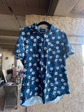 Bonobos Riviera Cruiseware Flower Design Short Sleeve Slim Fit Shirt - L